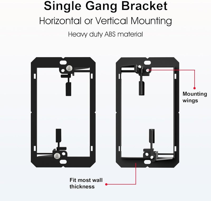 FGBB 50 Pack Low Voltage Mounting Bracket, 1 Gang Low Voltage Box Brackets for Single Gang Wall Plate, Telephone Wires, Network Cables, HDMI, Coaxial, Speaker Cables, Black - Image 4